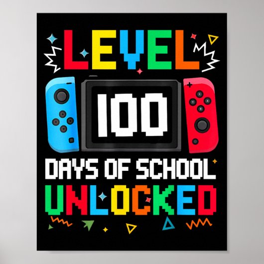 Gamer Level Unlocked 100 Days Of School Student Bo Poster (Voorkant)
