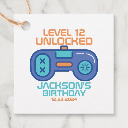 Gamer Level Unlocked Video Games Boy's Birthday Bedankjes Labels (Voorkant)