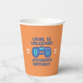 Gamer Level Unlocked Video Games Boy's Birthday Papieren Bekers (Achterkant)