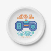 Gamer Level Unlocked Video Games Boy's Birthday Papieren Bordje (Voorkant)