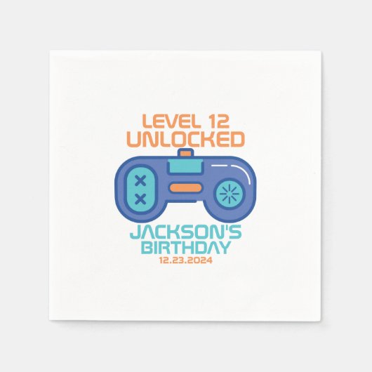 Gamer Level Unlocked Video Games Boy's Birthday Servet (Voorkant)