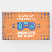Gamer Level Unlocked Video Games Boy's Birthday Spandoek (Horizontaal)