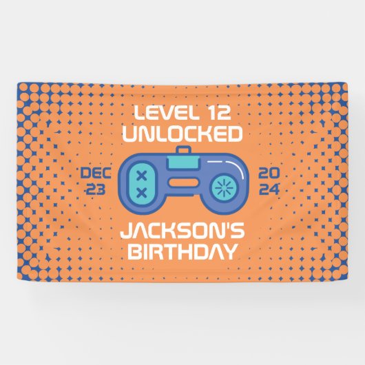 Gamer Level Unlocked Video Games Boy's Birthday Spandoek (Horizontaal)