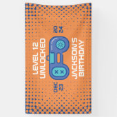 Gamer Level Unlocked Video Games Boy's Birthday Spandoek (Verticaal)
