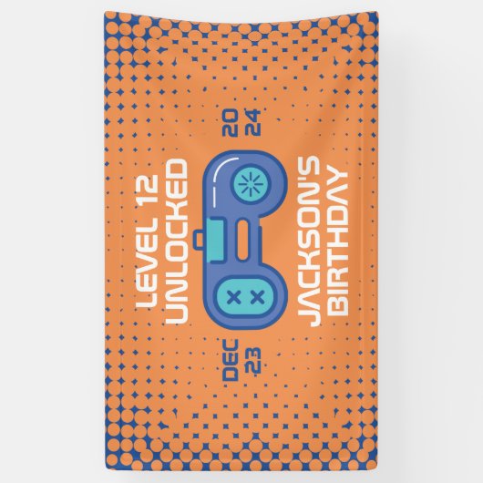 Gamer Level Unlocked Video Games Boy's Birthday Spandoek (Verticaal)