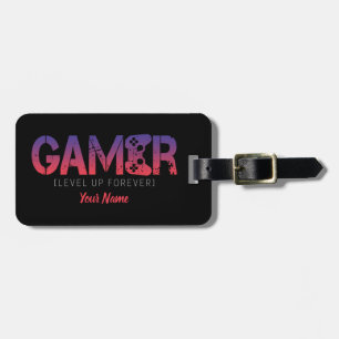 Gamer Level Up Forever Geschenk für Nerd und Geek Bagagelabel