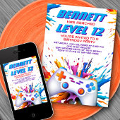 Gamer Level Up Uitnodiging voor verjaardag