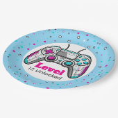 Gamer Level up Video Game Controller Birthday Papieren Bordje (Gekanteld)