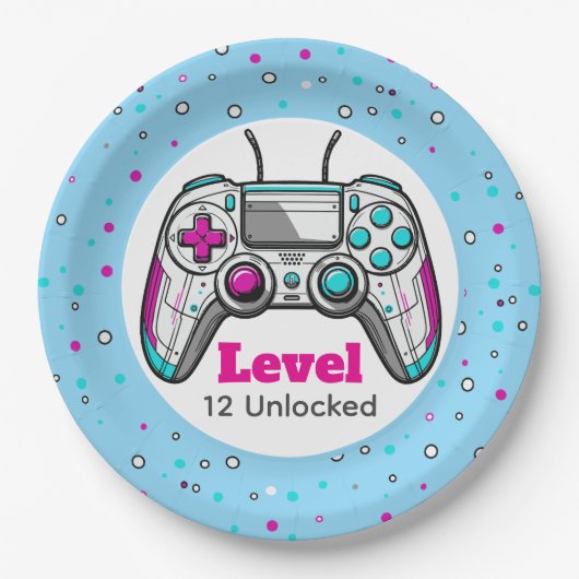 Gamer Level up Video Game Controller Birthday Papieren Bordje (Voorkant)