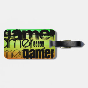 Gamer; Levendig groen, Sinaasappel en geel Bagagelabel