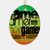 Gamer; Levendig groen, Sinaasappel en geel Keramisch Ornament (Rechts)