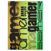 Gamer; Levendig groen, Sinaasappel en geel Klembord (Achterkant)