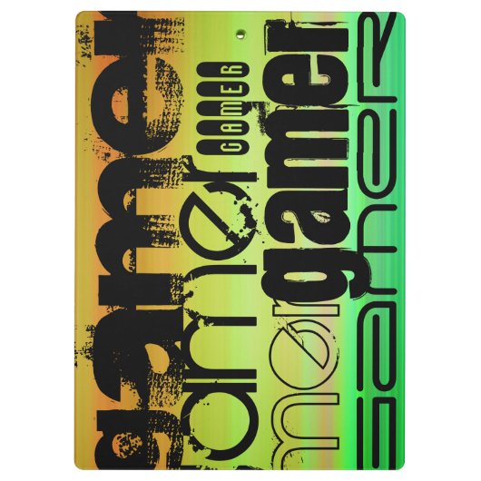 Gamer; Levendig groen, Sinaasappel en geel Klembord (Achterkant)