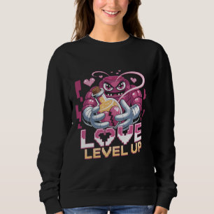 Gamer Liefde Retro Pixel Art Roze Robot met Hart P Trui