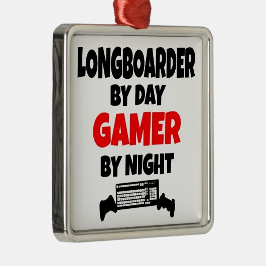 Gamer Longboarder Metalen Ornament (Rechts)