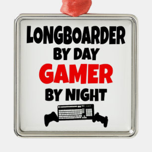 Gamer Longboarder Metalen Ornament