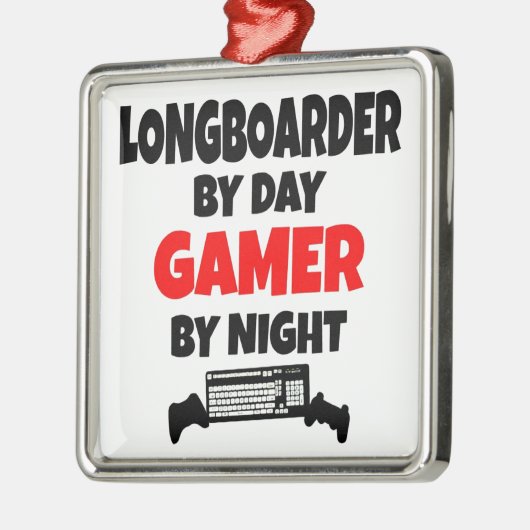 Gamer Longboarder Metalen Ornament (Links)