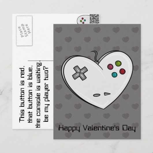 Gamer Love Controller Hart Valentijn Feestdagenkaart (Voorkant / Achterkant)