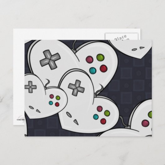 Gamer Love Controller Heart Briefkaart (Voorkant / Achterkant)