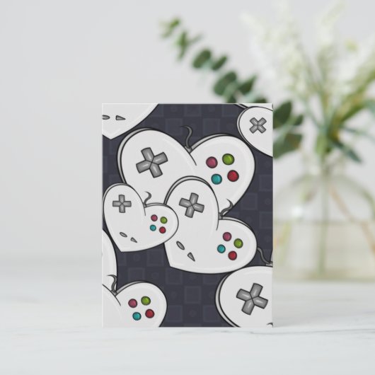 Gamer Love Controller Heart Briefkaart (Staand voorkant)