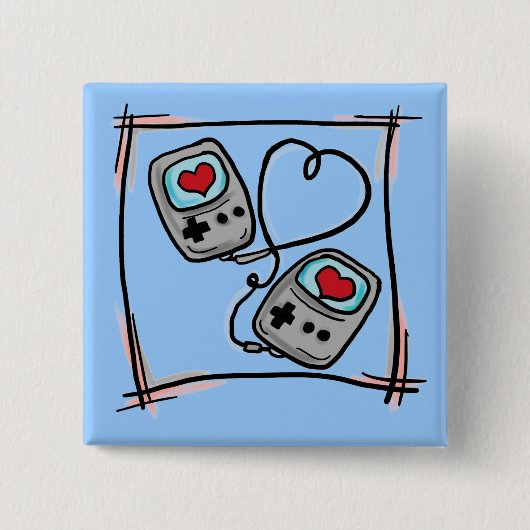 Gamer Love-knop Vierkante Button 5,1 Cm (Voorkant)