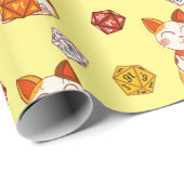 Gamer Maneki Neko Patroon met D20 Dice (Geel) Cadeaupapier (Rol Hoek)