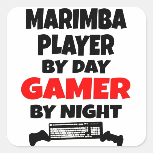 Gamer Marimba Player Vierkante Sticker (Voorkant)