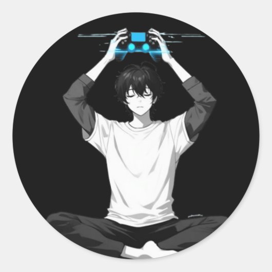 Gamer Meditation Mind Loading Ronde Sticker (Voorkant)