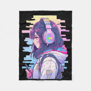 Gamer Meisje Grappige Pastel Japan Anime Streamer  Fleece Deken