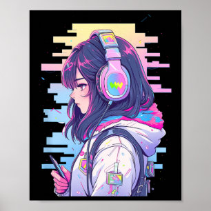 Gamer Meisje Grappige Pastel Japan Anime Streamer  Poster