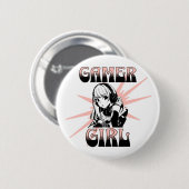 Gamer Meisje | Kansspelen Ronde Button 5,7 Cm (Voorkant /achterkant)