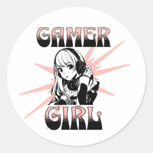 Gamer Meisje Kansspelen Ronde Sticker
