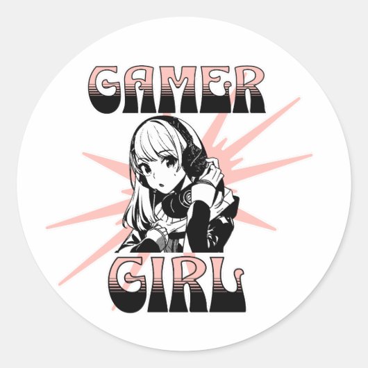 Gamer Meisje | Kansspelen Ronde Sticker (Voorkant)