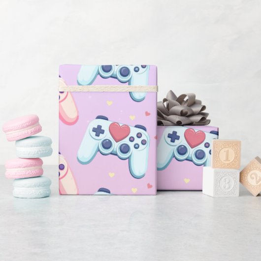 Gamer Meisje Kleurrijke Roze Video Game Cadeaupapier (Baby Shower)
