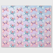 Gamer Meisje Kleurrijke Roze Video Game Cadeaupapier (Vlak)