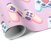 Gamer Meisje Kleurrijke Roze Video Game Cadeaupapier (Rol Hoek)