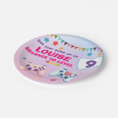 Gamer Meisje Kleurrijke Roze Video Game Papieren Bordje (Gekanteld)