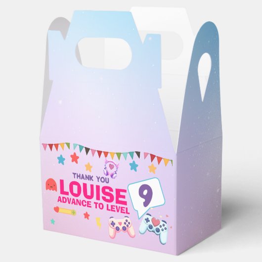 Gamer Meisje Kleurrijke Roze Videogame Verjaardag Bedankdoosjes (Geopend)