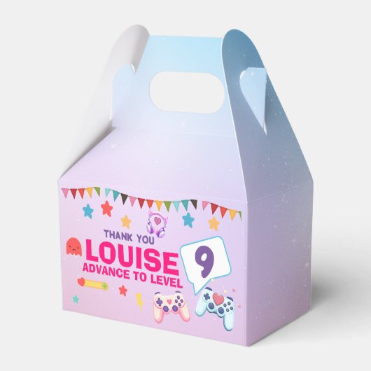Gamer Meisje Kleurrijke Roze Videogame Verjaardag Bedankdoosjes (Voorkant Zijde)