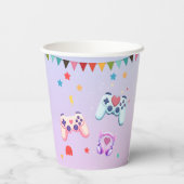 Gamer Meisje Kleurrijke Roze Videogame Verjaardag Papieren Bekers (Achterkant)