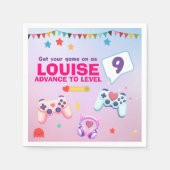 Gamer Meisje Kleurrijke Roze Videogame Verjaardag Servet (Voorkant)