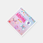 Gamer Meisje Kleurrijke Roze Videogame Verjaardag Servet (Hoek)