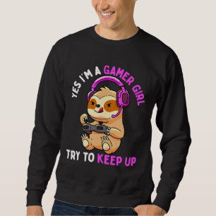 Gamer meisje luiaard gaming video trui