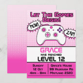 Gamer Meisje Roze Wit Controller 12e verjaardag Kaart (Voorkant / Achterkant)