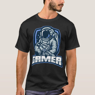 Gamer met astronaut die een aanvalsgeweer vasthoud t-shirt
