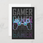 Gamer met controller RSVP kaartje (Voorkant / Achterkant)