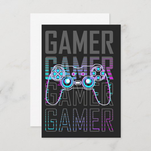 Gamer met controller RSVP kaartje (Voorkant / Achterkant)