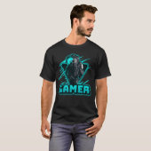Gamer met Horror Theme Astronaut T-shirt (Voorkant volledig)