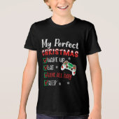Gamer met kerstfeest Funny Eat Sleep Game Tri-Blend Shirt (Voorkant)