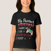 Gamer met kerstfeest Funny Eat Sleep Game Tri-Blend Shirt (Voorkant)